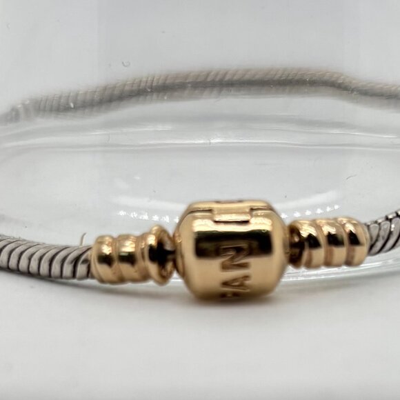 14K Yellow Gold Clasp Pandora Bracelet, used retired - Picture 2 of 2